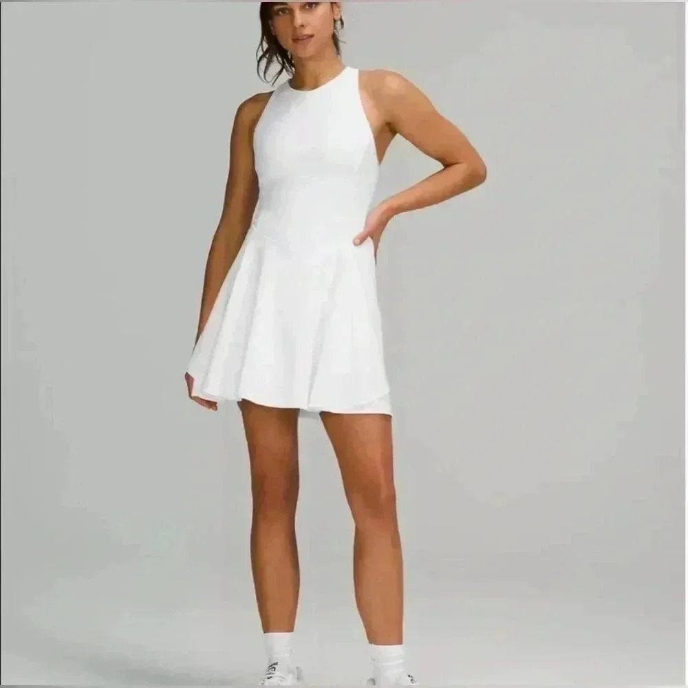 Women’s Lululemon White Court Crush Cross Back Tennis Dress  Size 10